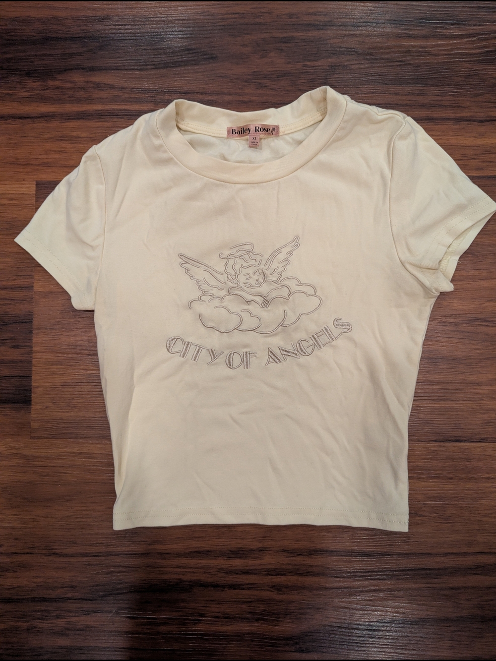 Womens Cream 'City of Angels' Short Sleeve Baby Tee